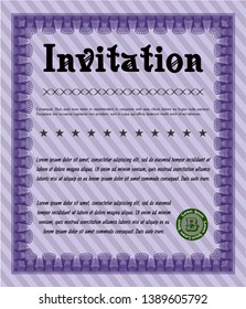 Violet Retro invitation template. With quality background. Nice design. Vector illustration. 