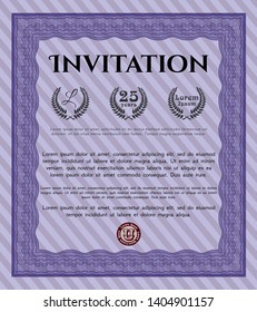 Violet Retro invitation template. With quality background. Superior design. Detailed. 