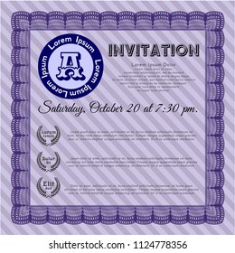 Violet Retro invitation template. Superior design. Customizable, Easy to edit and change colors. With quality background. 