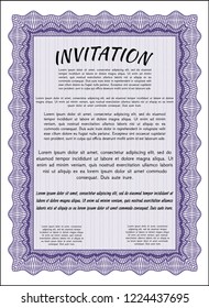 Violet Retro invitation template. Superior design. With complex background. Vector illustration. 