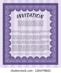 Violet Retro invitation template. Superior design. With quality background. Customizable, Easy to edit and change colors. 