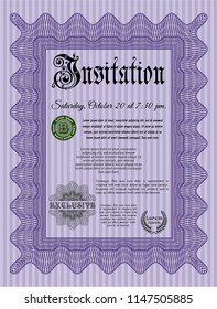 Violet Retro invitation template. Vector illustration. With quality background. Good design. 
