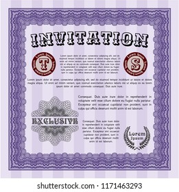 Violet Retro invitation template. Vector illustration. Easy to print. Perfect design. 