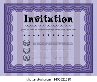 Violet Retro invitation template. Vector illustration. With background. Superior design. 