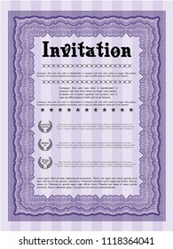 Violet Retro invitation. Vector illustration. With background. Retro design. 