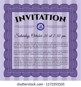 Violet Retro invitation. Vector illustration. Complex background. Beauty design. 