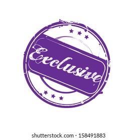 Violet retro round rubber stamp "Exclusive" vector