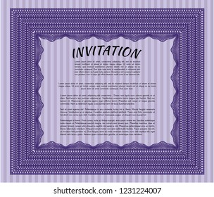 Violet Retro vintage invitation. With background. Money Pattern. Vector illustration. 