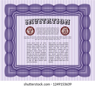 Violet Retro vintage invitation. With background. Customizable, Easy to edit and change colors. Lovely design. 