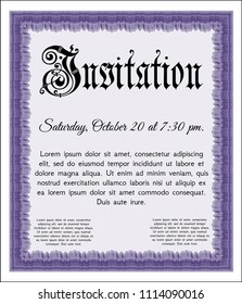  Violet Retro vintage invitation. Complex background. Elegant design. Vector illustration. 