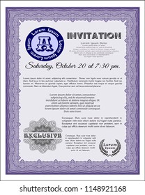 Violet Retro vintage invitation. With complex background. Retro design. Vector illustration. 