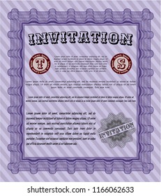 Violet Retro vintage invitation. With complex linear background. Vector illustration. Beauty design. 