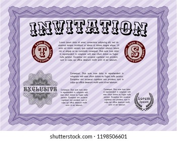 Violet Retro vintage invitation. Complex background. Nice design. Vector illustration. 