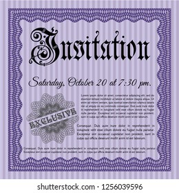 Violet Retro vintage invitation. With complex background. Customizable, Easy to edit and change colors. Money design. 