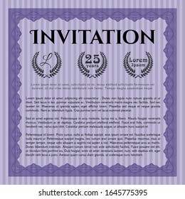 Violet Retro vintage invitation. With complex background. Customizable, Easy to edit and change colors. Nice design. 