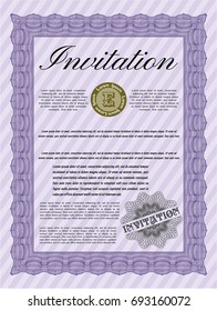 Violet Retro vintage invitation. With complex background. Vector illustration. Perfect design. 