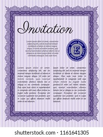 Violet Retro vintage invitation. Customizable, Easy to edit and change colors. Easy to print. Artistry design. 