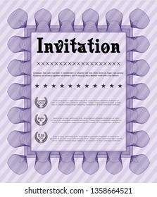 Violet Retro vintage invitation. Customizable, Easy to edit and change colors. Easy to print. Beauty design. 
