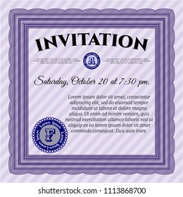  Violet Retro vintage invitation. Detailed. Complex background. Modern design. 