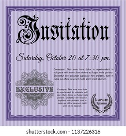 Violet Retro vintage invitation. Detailed. Complex background. Money design. 