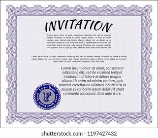 Violet Retro vintage invitation. Easy to print. Nice design. Vector illustration. 