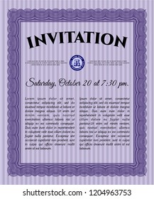 Violet Retro vintage invitation. Easy to print. Good design. Customizable, Easy to edit and change colors. 