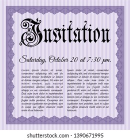 Violet Retro vintage invitation. Easy to print. Superior design. Detailed. 
