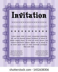 Violet Retro vintage invitation. Elegant design. With quality background. Customizable, Easy to edit and change colors. 