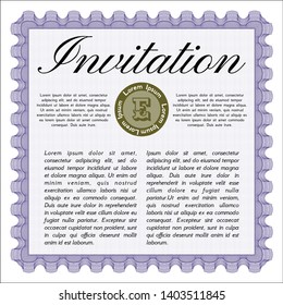 Violet Retro vintage invitation. With great quality guilloche pattern. Detailed. Sophisticated design. 