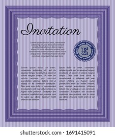 Violet Retro vintage invitation. With guilloche pattern and background. Detailed. Money design. 