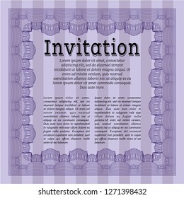 Violet Retro vintage invitation. With linear background. Customizable, Easy to edit and change colors. Superior design. 