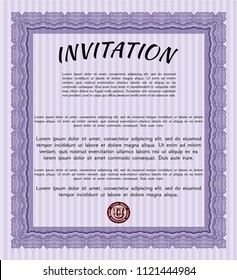 Violet Retro vintage invitation. Lovely design. Vector illustration. With quality background. 