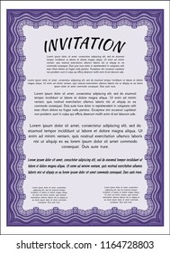 Violet Retro vintage invitation. Money design. Customizable, Easy to edit and change colors. Easy to print. 