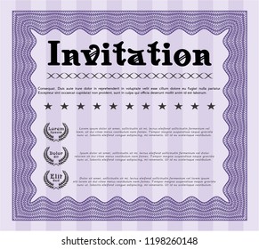 Violet Retro vintage invitation. Money design. Customizable, Easy to edit and change colors. Easy to print. 