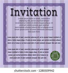 Violet Retro vintage invitation. Money design. Customizable, Easy to edit and change colors. With quality background. 