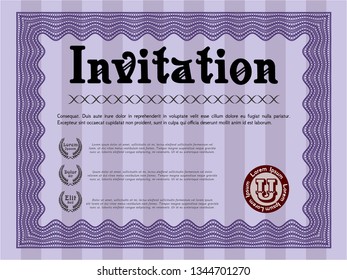 Violet Retro vintage invitation. Money design. Customizable, Easy to edit and change colors. With quality background. 