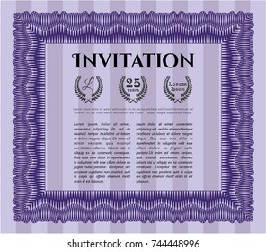 Violet Retro vintage invitation. Money design. Detailed. With quality background. 