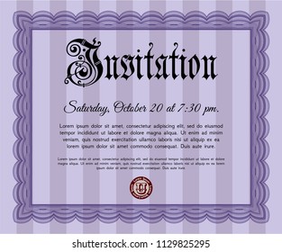 Violet Retro vintage invitation. Perfect design. Printer friendly. Vector illustration. 