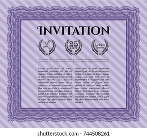 Violet Retro vintage invitation. Perfect design. With guilloche pattern. Customizable, Easy to edit and change colors. 