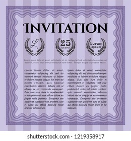 Violet Retro vintage invitation. Printer friendly. Nice design. Vector illustration. 