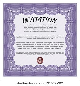 Violet Retro vintage invitation. With quality background. Customizable, Easy to edit and change colors. Perfect design. 