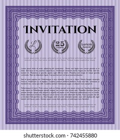 Violet Retro vintage invitation. With quality background. Cordial design. Vector illustration. 