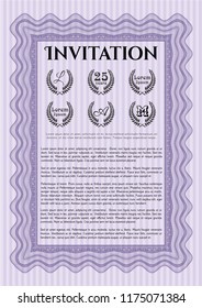 Violet Retro vintage invitation. Sophisticated design. With background. Customizable, Easy to edit and change colors. 
