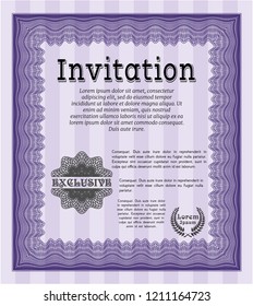 Violet Retro vintage invitation. Sophisticated design. With background. Customizable, Easy to edit and change colors. 