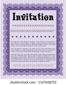 Violet Retro vintage invitation. Vector illustration. Complex background. Modern design. 