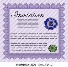 Violet Retro vintage invitation. Vector illustration. Easy to print. Good design. 