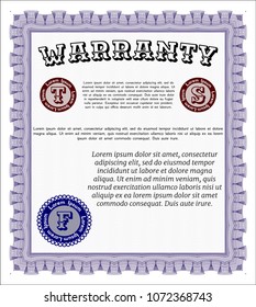  Violet Retro vintage Warranty Certificate. Retro design. With complex background. Customizable, Easy to edit and change colors. 