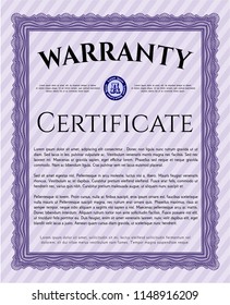 Violet Retro vintage Warranty Certificate. Customizable, Easy to edit and change colors. Complex background. Lovely design. 