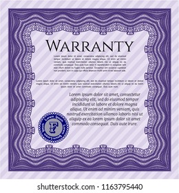 Violet Retro vintage Warranty Certificate. With quality background. Excellent design. Customizable, Easy to edit and change colors. 