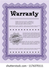 Violet Retro vintage Warranty Certificate. Printer friendly. Customizable, Easy to edit and change colors. Money design. 